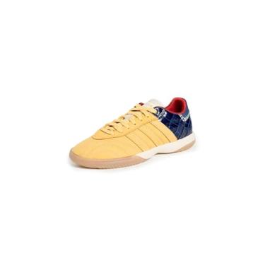 Imagem de adidas Tênis unissex Wales Bonner Samba Metallic, St Fade Gold/Collegiate Navy, 10 Women/9 Men