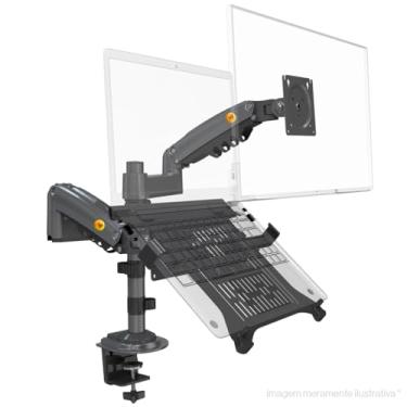 Imagem de Suporte Articulado para Monitor e Notebook 2 em 1, Braço Duplo, Pistão a Gás, H180-NBH2