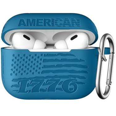 Imagem de DGege Capa com gravação da bandeira dos EUA compatível com Airpods Pro 2ª geração, capa para Airpods Pro 2, capa de silicone macio para Airpods Pro 2ª geração, LED frontal visível