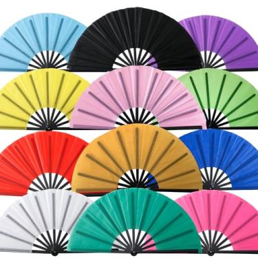 Imagem de Ventilador de mão de botas no chão, pacote com 12 ventiladores de clack para dança em linha, grandes ventiladores portáteis dobráveis, dança de linha clacking chinês Kung Fu Tai Chi ventilador de mão