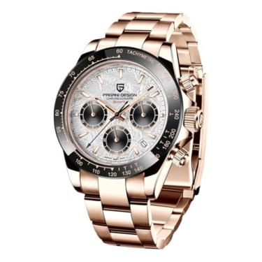 Imagem de CEYADG Pagani Design Relógios masculinos Daytona Homage Quartz cronógrafo Japão VK63 Movimento bisel de cerâmica coroa rosqueada à prova d'água, pulseira de borracha esportiva, relógios masculinos