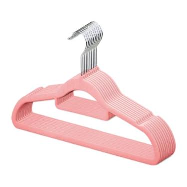 Imagem de Cabides Flocados,10 Peças Cabides Finos Economizadores de Espaço - Organizador Compacto Sem Deixar Marcas para Guarda-Roupa e Lavanderia Armário Casa e Viagem Loja de Retalho Hotel Casacos e Calças