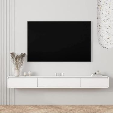 Imagem de Unidade De Tv Montada Na Parede Console De Armário De Tv Montado Na Parede Suporte De Tv Flutuante Montado Na Parede Com 2 Gavetas Centro De Entretenimento De Mídia Montado Na Pare, A, 120Cm