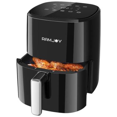 Imagem de Fritadeira Elétrica Air Fryer 3 Litros 8 em 1 com Controle Digital e Cesta Antiaderente, 110V 1250W, RAMJOY, Preta