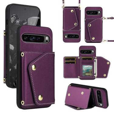 Imagem de Dibosom Capa carteira de luxo para Google Pixel 9 Pro XL com 5 compartimentos para cartões, fina e fina, alça de ombro, suporte de cartão de crédito, acessórios para celular, capa para celular para