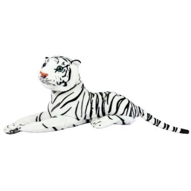 Imagem de Tigre Branco de Pelúcia Safari Realista Deitado 55cm Lindo - Fizzy