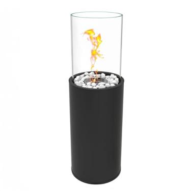 Imagem de Lareira Ecológica Bioetanol Luxo 78cm Preta Vidro e Metal Moderna Para Sala Ambientes Internos Sem Fumaça Decoração Elegante