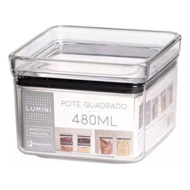 Imagem de Pote Hermético Lumini Quadrado Alimentos Empilhável 480ml - Paramount,