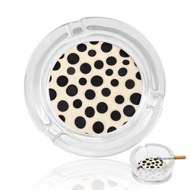 Imagem de Cinzeiro de vidro de cristal preto e branco, cinzeiro redondo para fumar de vidro resistente, portátil, decorativo, moderno, para uso em casa, escritório, interior, exterior, pátio