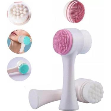 Imagem de Escova de Limpeza Facial 2 em 1 de Silicone Dupla Face Recarregável US