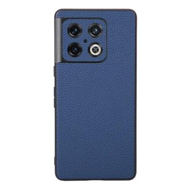 Imagem de Capas Compatível com Oneplus 10 PRO,Design de grão levantado de superfície,Proteção contra queda,Anti impressão digital,Anti arranhões,Aparência de couro de imitação de plástico macio-Blue