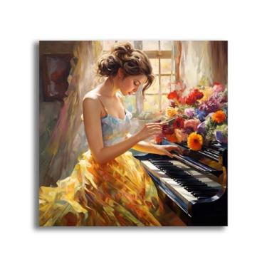 Imagem de VAIIEYO Kits de arte de diamante de piano DIY 5D para adultos, pintura de diamante, kit de pintura de diamante, tela de artesanato de strass redonda para decoração de parede de casa, presente 12 x 12