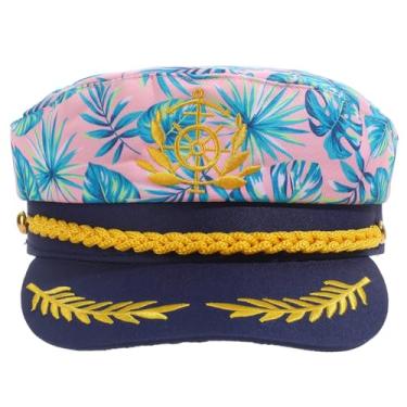 Imagem de Erying 1 chapéu de capitão de marinheiro tropical flor iate chapéu de festa de barco acessório para cabeça para mulheres e homens