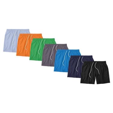 Imagem de Kit 7 Shorts Masculino Liso Básico Bermuda Tactel Água Praia Treino Academia Corrida-Masculino