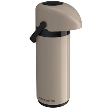 Imagem de Garrafa Térmica De Mesa 1 Litro de Pressão com alça Ampola de Vidro Verona Unitermi (BEGE)