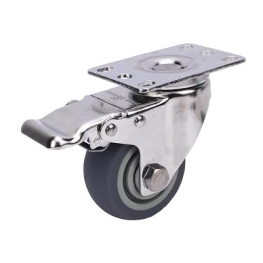 Imagem de Fockety Rodas de Rodízio de 3 Polegadas, Rodízios de Serviço Pesado Silencioso Universais Com Freio, Rodas Giratórias de Placa Superior de 360 Graus para Móveis, Carrinho, Mesa