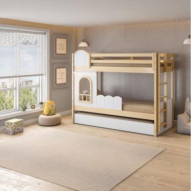 Imagem de Treliche Infantil Janela com Cerquinha e Led New Garden Casatema Natural/Branco