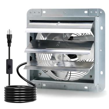 Imagem de Criditpid Exaustor de obturador montado na parede de 25 cm com interruptor ON/OFF, motor de cobre puro de alta velocidade e baixo ruído, exaustor de parede para frontão, galpão, garagem, estufa