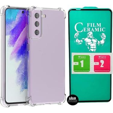 Imagem de Kit Capa Capinha para Samsung S21 FE Anti Impacto Premium Transparente + Película Cerâmica 9D