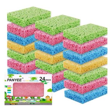 Imagem de Esponjas de cozinha PANYEE, celulose comprimida, pacote com 24