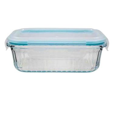 Imagem de Tigela Vidro 370ML Retangular Fitness Canelado Lancheira 1Un - Belo Vi