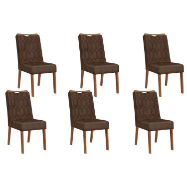 Imagem de Kit 6 Cadeiras Sala Jantar Bia 6 Un Freijó/Suede Moca - DJ Móveis