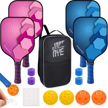 Imagem de Conjunto Pickleball JonCaye Cyclone 4 pás com bolas e acessórios