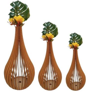 Imagem de Vaso de Chão Decorativo Grande CAPADÓCIA MDF - LENOBRE, MDF CRU, Kit c