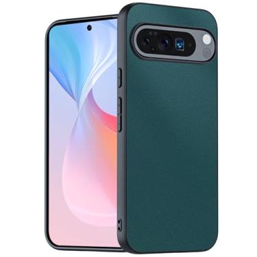 Imagem de POYUFRG Capa fina para Google Pixel 10 Pro/10 Pro XL/10, capa de couro minimalista antiimpressão digital para negócios suporta carregamento sem fio, capa de celular, verde, 10 Pro