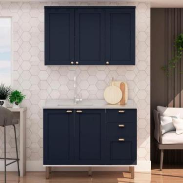 Imagem de Armário de Cozinha Genialflex 2 Peças Sem Tampo Branco Azul