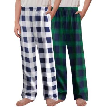 Imagem de Calça de pijama Arshiner Boys Soft Xadrez, pijama de 10 a 11 anos