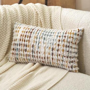 Imagem de Capa de travesseiro Aeckself Boho Chenille tufada 30x50cm laranja bran