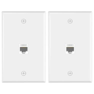 Imagem de Placa de parede Ethernet VCE de 1 porta Cat6 fêmea para fêmea branca