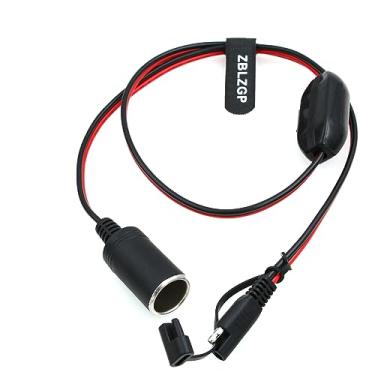 Imagem de ZBLZGP Tomada de isqueiro fêmea para SAE com SAE 2 pinos macho de embreagem rápida 12 V 24 V cabo de extensão de bateria para transferência de bateria de carro (SAE para fêmea com interruptor)