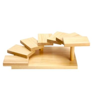 Imagem de ＫＬＫＣＭＳ Sushi Servando bandeja de madeira Sashimi Stand Holder Sturdy Decorative Rack Rack elegante Sushi Plate para Natal e Aniversário de em casa, Quadrado