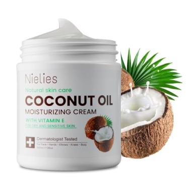 Imagem de ELVENSTARS Loção de óleo de coco com vitamina E, loção de coco para mulheres, (1)