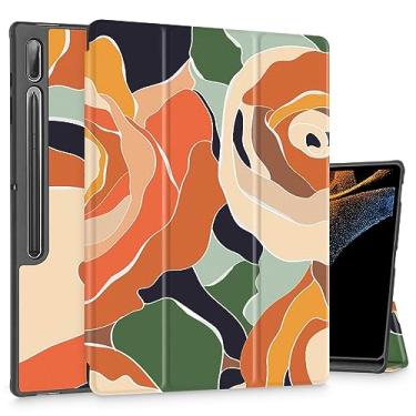 Imagem de Mektron Capa para tablet para Samsung Tab S9 Ultra 14,6 polegadas 2023 modelo X910/X916/X918, capa rígida com suporte de lápis embutido com função despertar/hibernar automática, suporte multi-ângulo para Galaxy Tab S9 Ultra de 14,6 polegadas, rosa abstrata