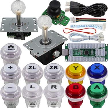 Imagem de SJ@JX Controle de jogo Arcade 3D Gamepad analógico com sensor de joystick Fly Joystick Microswitch MX botão LED cabo de luz codificador USB para PC, PS3, Nintendo Switch, Android, Raspberry Pi