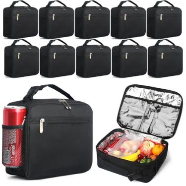 Imagem de VZZNN Lancheira infantil para meninos e meninas, lancheira com isolamento a granel, portátil, macia, mini lancheira térmica com alça para trabalho e escola, preta