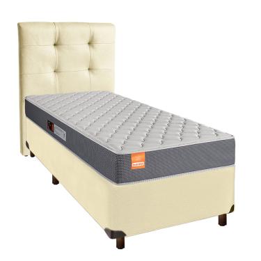 Imagem de Cama + Box Bege e Colchão D23 Solteiro - Pro Inducol + Cabeceira