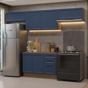 Imagem de Armário De Cozinha Completa 280 Cm Vik Madesa 01 Rustic/azul