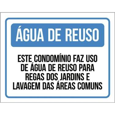 Imagem de Kit 3 Placas Sinalização - Água Reuso Condomínio Azul