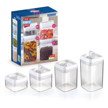 Imagem de Kit Conjunto 4 Potes Hermeticos com Vedação de Silicone