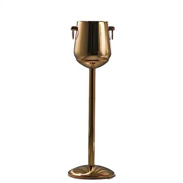 Imagem de Balde de gelo balde de gelo com suporte de aço inoxidável dourado balde de vinho e suporte para cerveja, vinho, champanhe e muito mais para festa em casa KTV Club Bar mantém gelo frio e seco