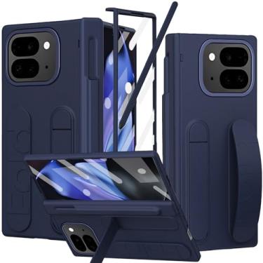 Imagem de YQODSZ Capa dobrável para Google Pixel 10 Pro com suporte para caneta S e Stylus, capa de telefone com alça de mão com suporte, proteção de dobradiça, protetor de tela, capa de alça de pulso para