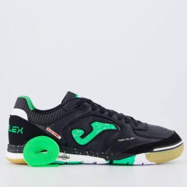 Imagem de Chuteira Joma Top Flex Rebound Futsal Preta e Verde, 42