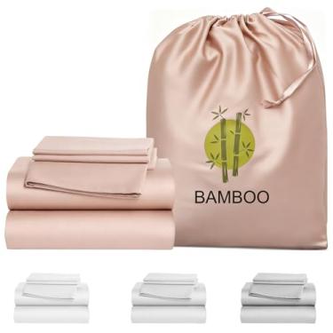 Imagem de MURT Conjunto de lençóis King Size, lençóis de cama 100% viscose de bambu, 400 fios, macio e refrescante, certificado Oeko-Tex, bolso profundo de 43 cm para quem dorme quente -