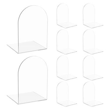 Imagem de KHZSPP Pacote com 10 suportes de acrílico para livros, cadernos, CDs, perfeito para quarto, prateleira, biblioteca, escola, escritório, decoração