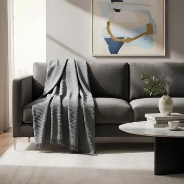 Imagem de Manta de Sofá Xale Marrocos Dohler 120 x 150cm Cinza Chumbo, Cinza Chu