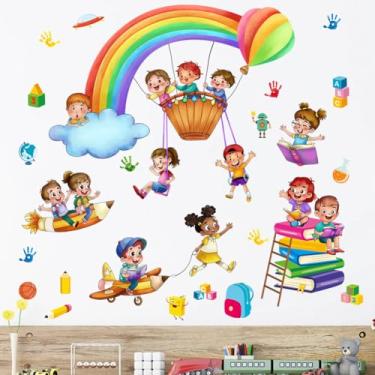 Imagem de Adesivos de parede inspirados para crianças coloridas - Design de mãos pequenas mudam o mundo com impressões manuais, respingos de tinta e giz de cera (Estilo5)